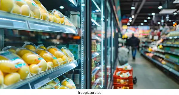 Fresh Produce in a Supermarket Aisle