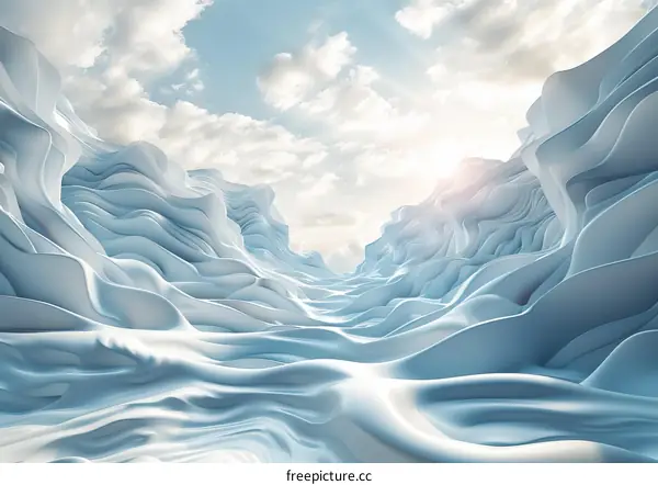 Icy Blue Mountain Landscape: A Surreal Fantasy