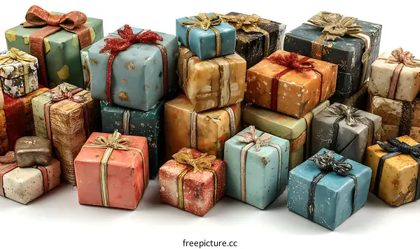 Vintage Gift Boxes Pile Up