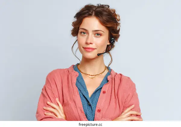 Business Woman Wearing Headset Portrait