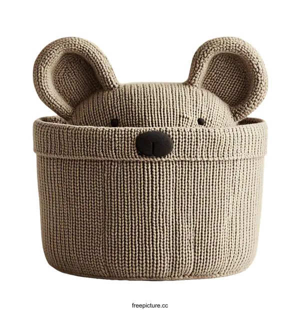 [Transparent Background PNG]Cute Knitted Bear Storage Basket