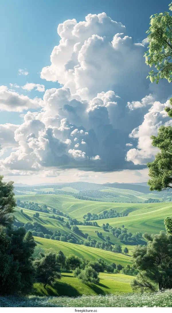 Beautiful Rolling Hills Under a Cloudy Sky