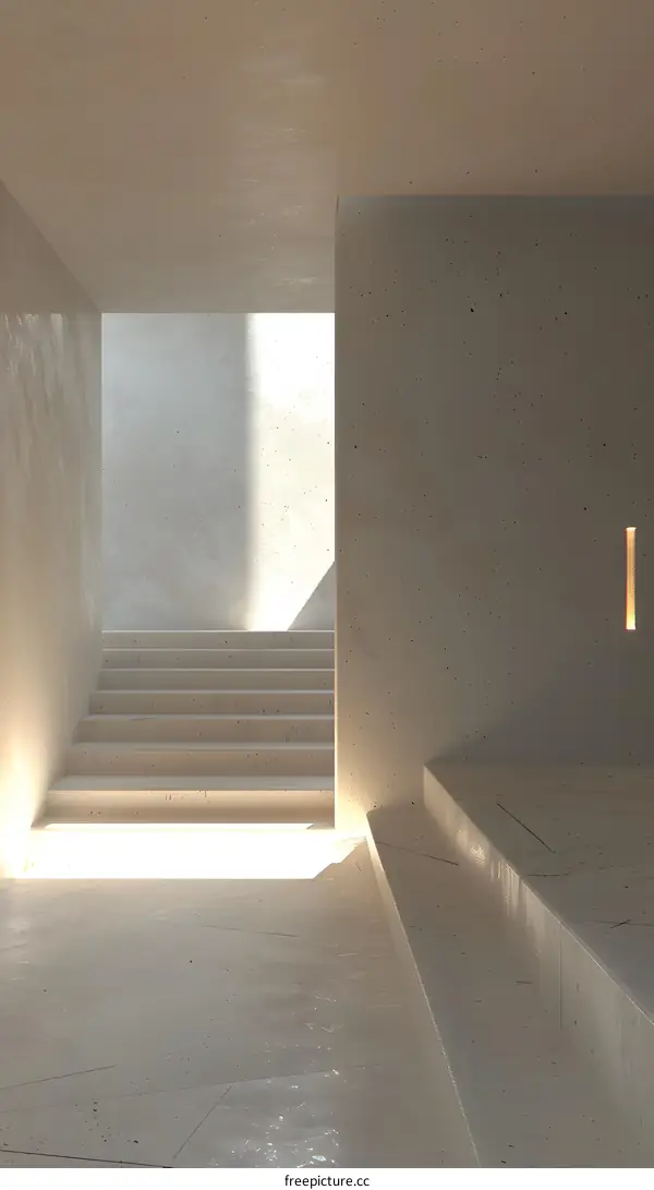 Modern Concrete Architecture with Staircase and Light