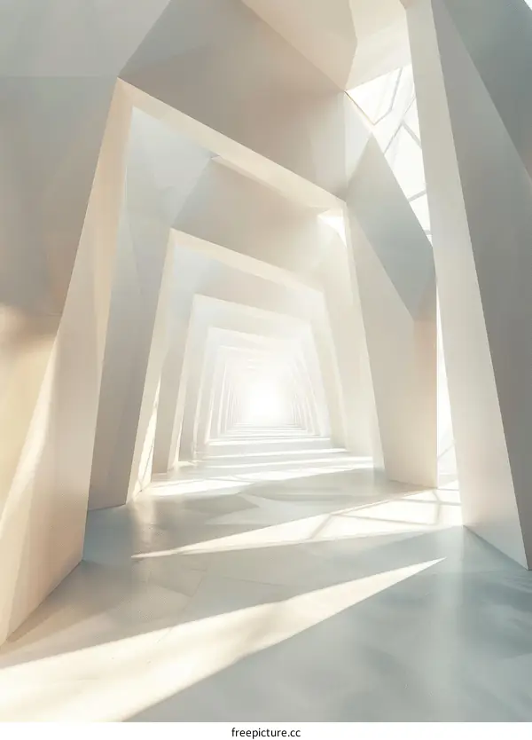 Geometric Light and Shadow Effect Futuristic White Concrete Abstract Illustration