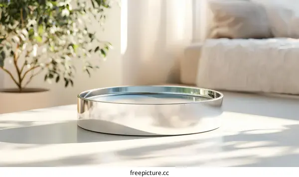 Modern Minimalist Silver Round Tray Display