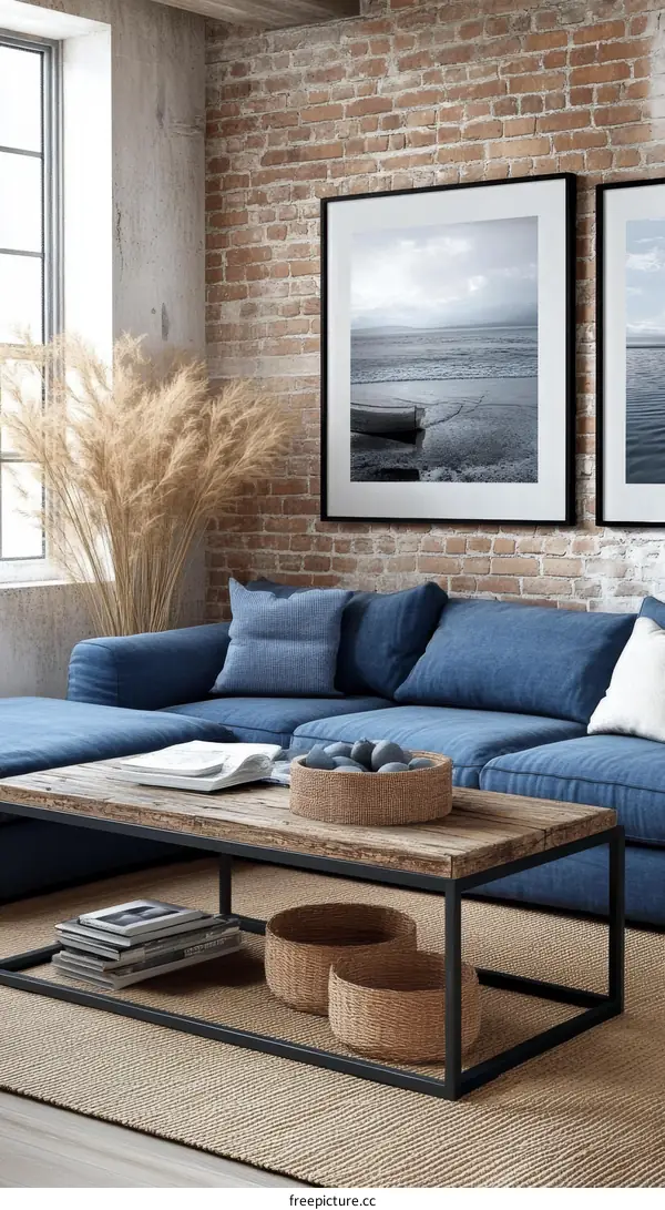 Modern Living Room with Coastal Artwork