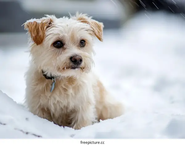 Adorable Puppy in Snowy Landscape