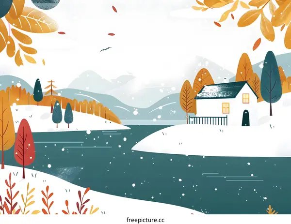 Winter Wonderland Illustration of a Snowy Landscape