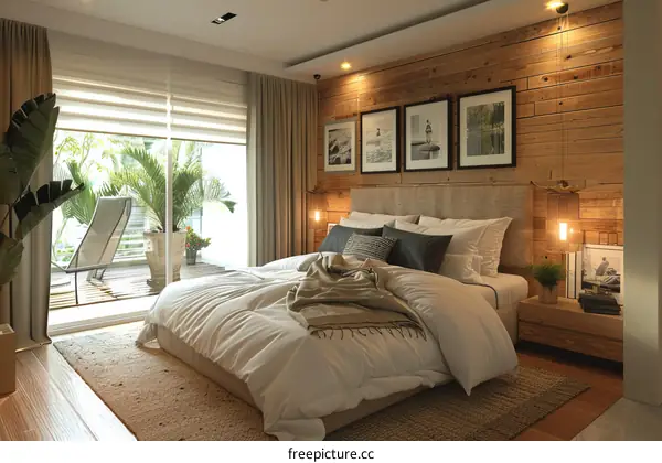 Cozy Bedroom Interior Design with Wooden Accents
