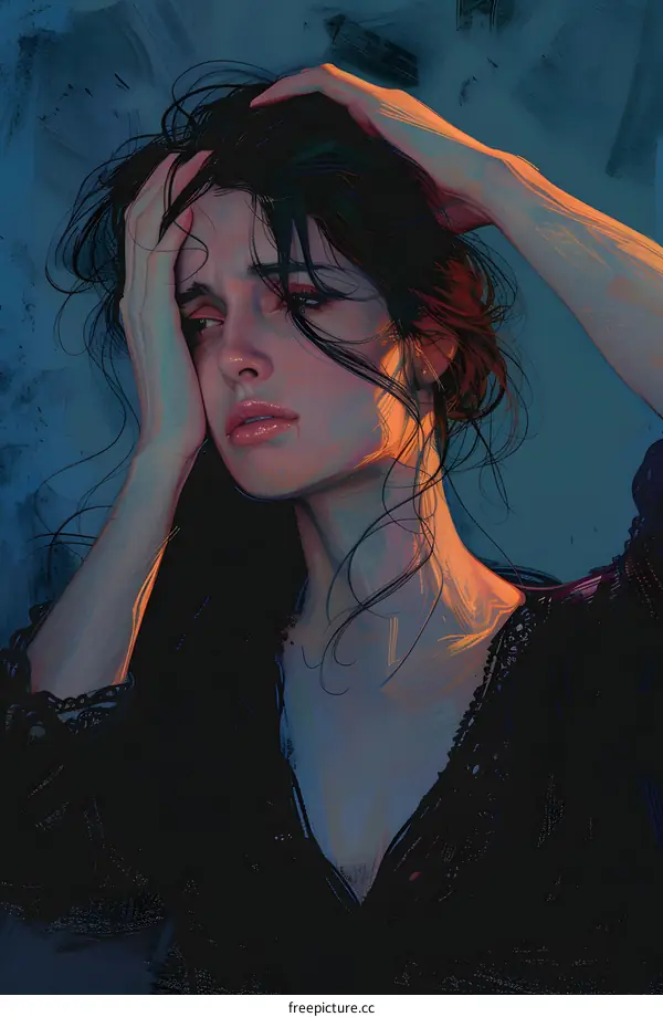 A portrait of a crying woman