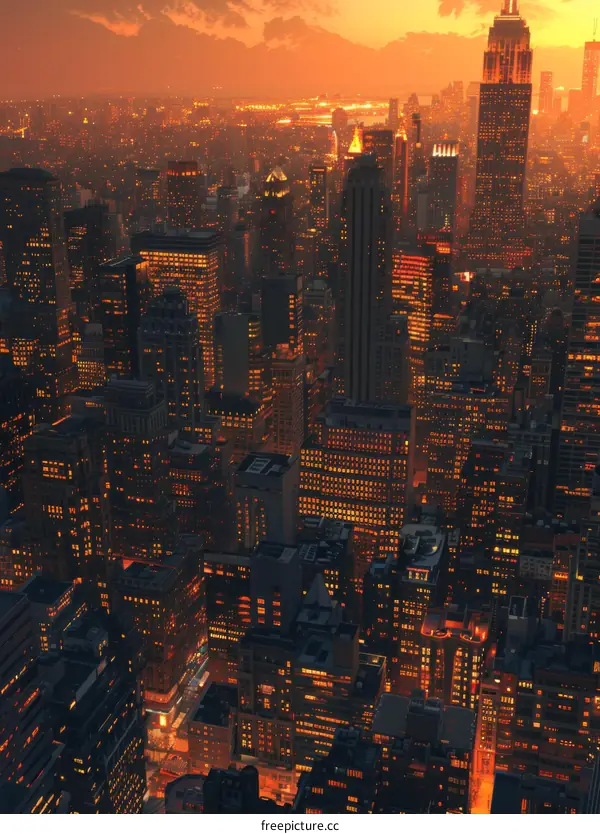 A Stunning Night View of the Illuminated City Skyline