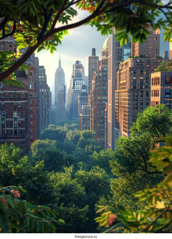 New York City Skyline with Central Park View