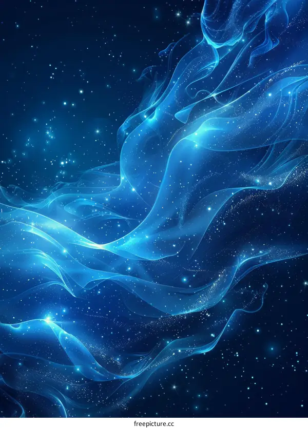 Abstract Blue Background with Dynamic Brushstrokes