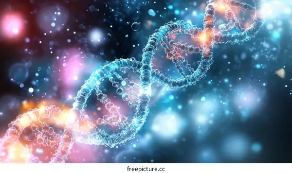 DNA Double Helix Structure Illustration in Colorful Background