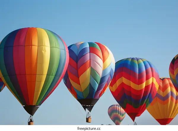 Colorful Hot Air Balloons Floating in the Blue Sky