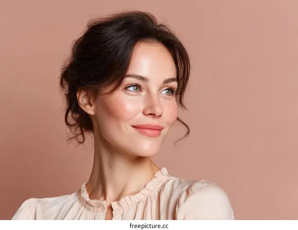 Closeup Portrait of a Caucasian Woman with Beautiful Skin