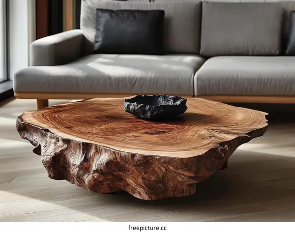 Unique Wooden Coffee Table in Modern Living Room