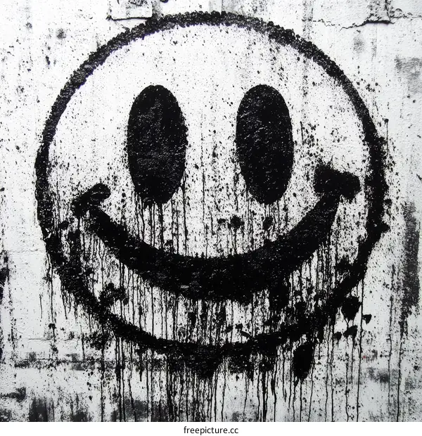 Abstract Smiley Face Artwork on a Textured Background