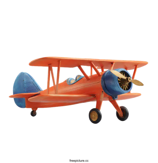 [Transparent Background PNG]Vintage Wooden Biplane Model Airplane