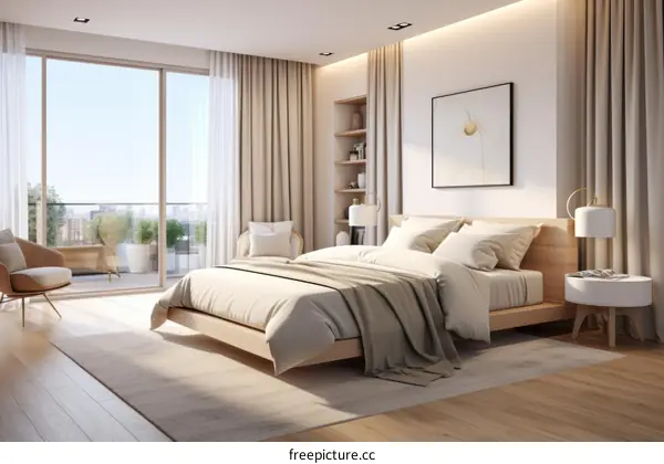 Bright Airy Master Bedroom with Balcony and City Views