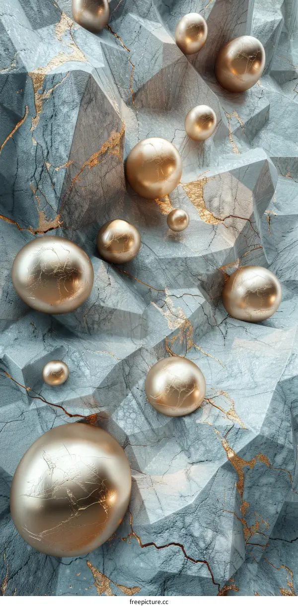 Abstract Geometric Marble Design with Golden Spheres