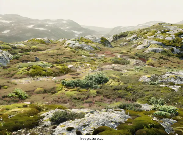 Green Mossy Landscape in the Mountains
