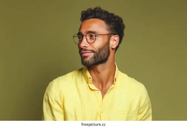 Portrait of a Thoughtful Man in Yellow Shirt