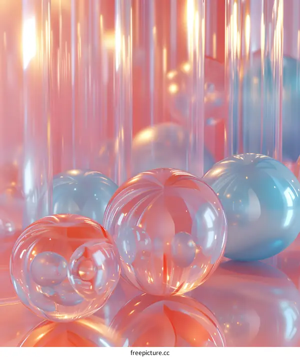 3D rendering of glass spheres