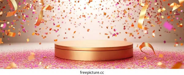 Celebration Golden Podium with Confetti