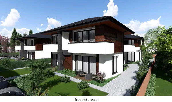 Modern House Design with Balconies and Patio