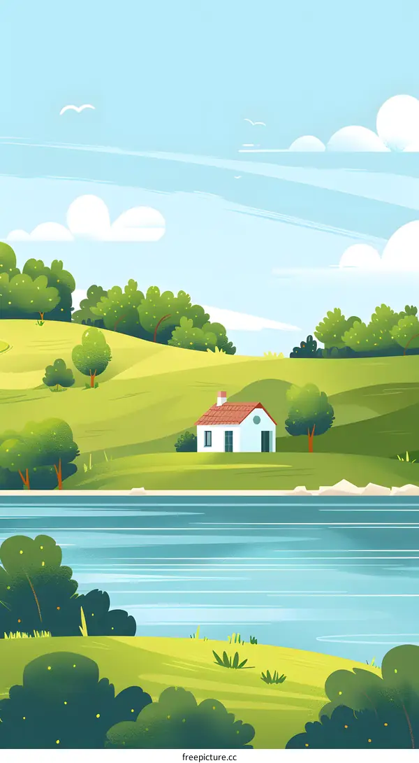 Summer Landscape with a House by the River