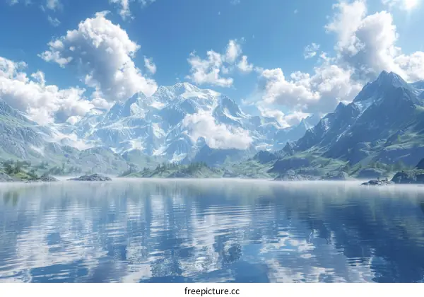 Mesmerizing Mountain Peaks Mirror in Serene Lake