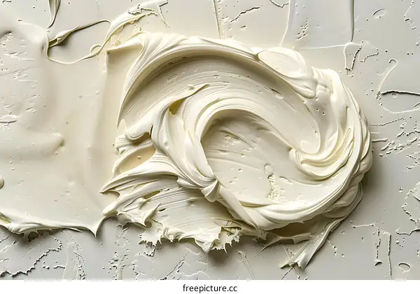 Abstract Swirl of White Cream Paint