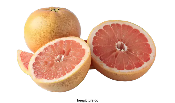 [Transparent Background PNG]Fresh Ripe Grapefruit Cut in Half