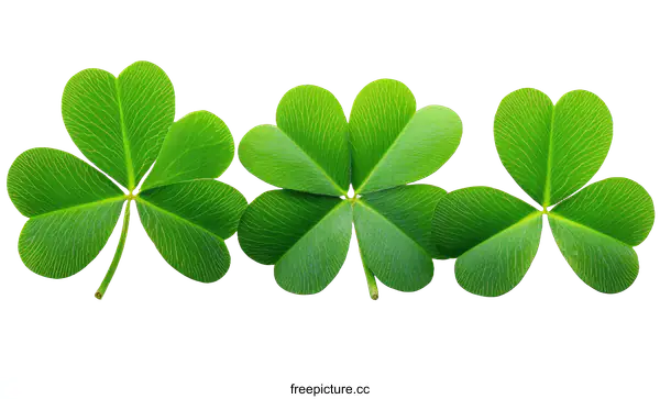 [Transparent Background PNG]Three Lucky Shamrocks on White Background