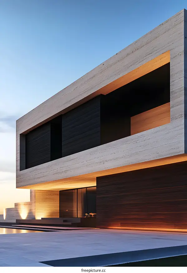 Modern Architecture with Stone and Wood