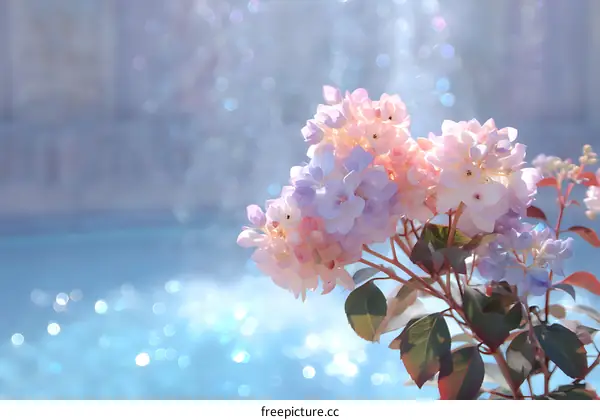 Beautiful Pastel Flowers by the Pool