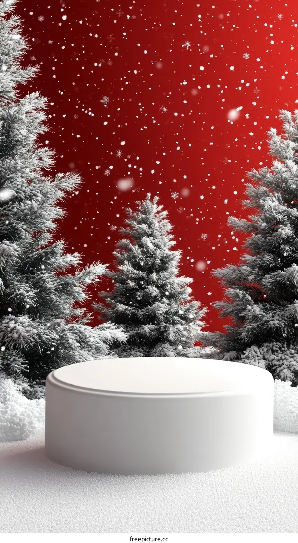 Winter Snowy Forest Christmas Display Podium