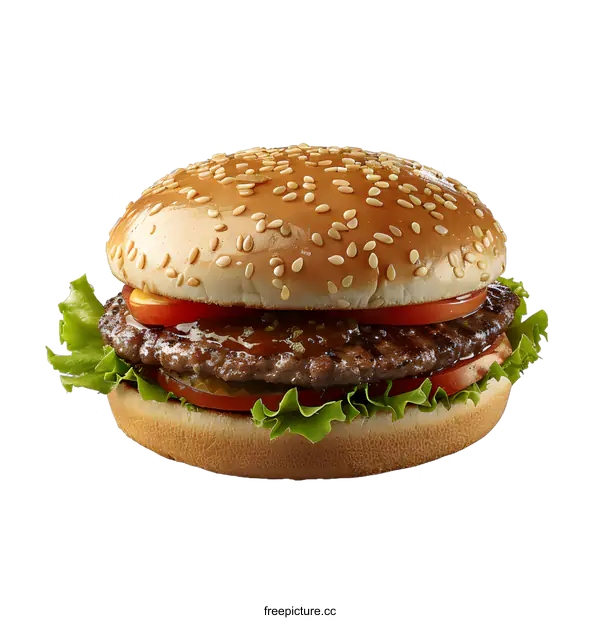 [Transparent Background PNG]Delicious burger with sesame seeds