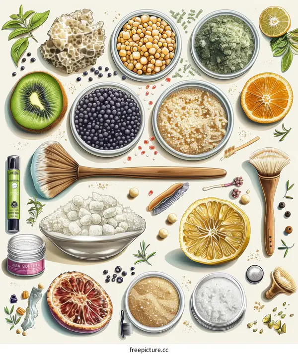 Natural skincare ingredients arranged beautifully