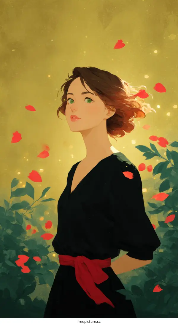 A Young Woman in a Garden Setting