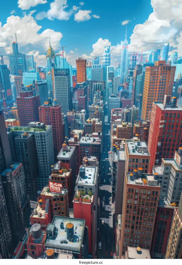 Cityscape Illustration of a Vibrant Metropolis