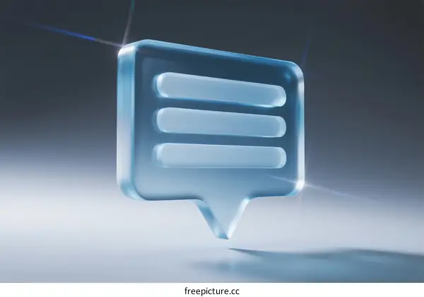 3D Rendered Chat Bubble Icon with Transparent Glass Effect