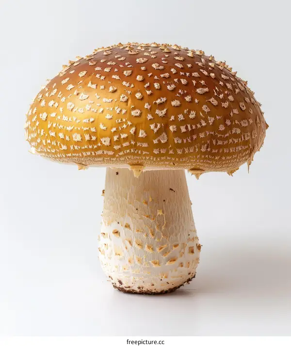 Close-up Photo of a Large Brown Mushroom with White Stem
