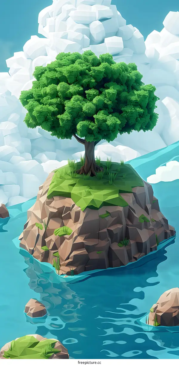 Low Poly Island Tree Landscape