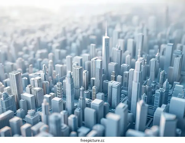 Blue and white miniature city model