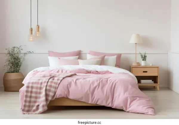 Simple and comfortable pink bedding