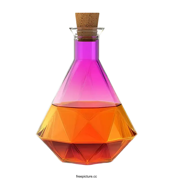 [Transparent Background PNG]Colorful Geometric Glass Bottle with Cork
