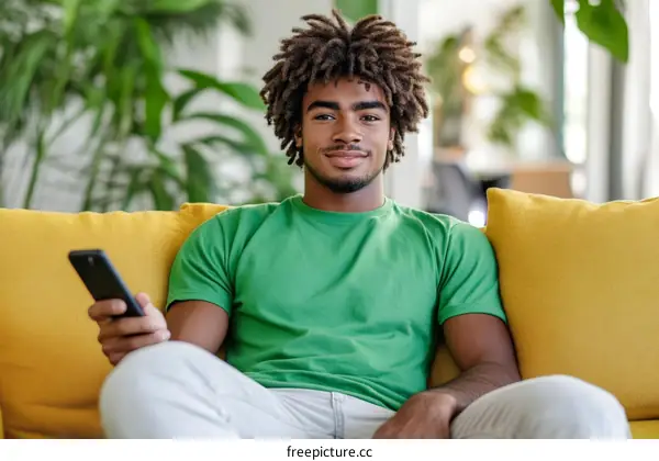 Relaxed Man Watching TV on a Sofa