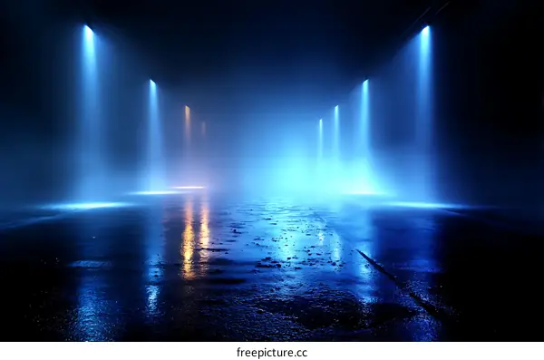 Abstract Neon Light Stage Scene
